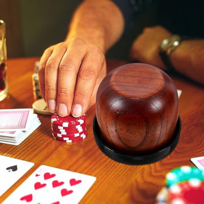 VOSAREA Wooden Dice Rolling Cup Set with Lid Capacity Shaking Box for Board Games Includes Small Dice and Easy to Clean Storage Cup