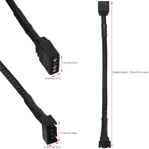 2PCS ARGB Case Fan Adapter Cable 3Pin 5V 15cm Motherboard Adapter Cable Compatible Core Fan
