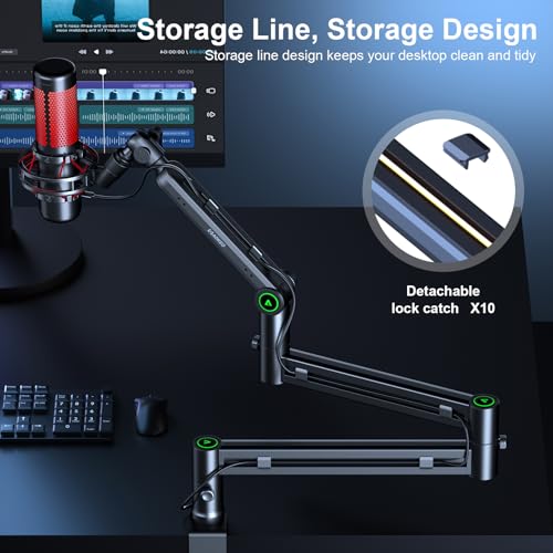 Microphone Arm,Aokeo AK-58i Desk Low Profile Mic Boom Arm Stand,Suitable For Blue Yeti,Snowball iCE,HyperX QuadCast,SoloCast,Elgato Wave,Etc - color: AK-58i (Black)