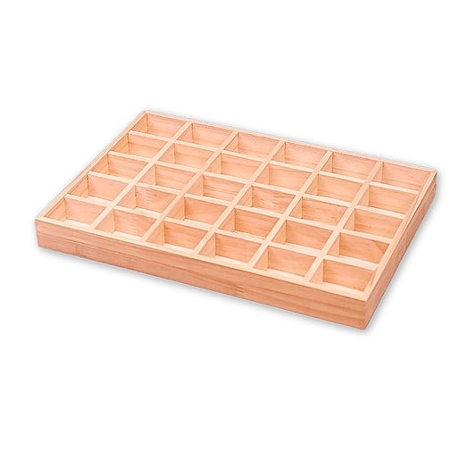 The Display Guys - Stackable Jewelry Tray and Organizer - for Drawers, Dressers, Store Display (30 Compartments, Natural Wood) - color: Wood Natural, size: 30 Compartments