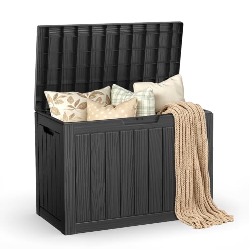 Mars Villa Deck Box, Outdoor Storage Box Waterproof, 45 Gallon, Black | Weatherproof, UV Resistant, Resin, Lockable, for Patio Furniture Cushion, Garden Tool, Poolside Supply, Outside Storage Bin - color: Black, size: 45 Gallon