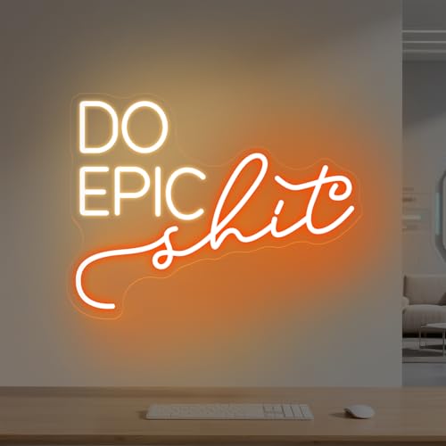 Do Epic Neon Sign, Motivational LED Wall Decor for Office & Gym | Bold Quote Decor for Home Offices, Gyms, Studios and Gaming Rooms - color: Do Epic-Orange