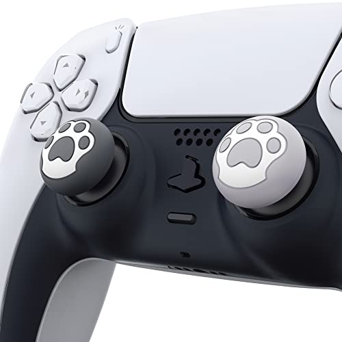 PlayVital Cat Paw Cute Thumb Grip Caps for ps5/4 Controller, Silicone Analog Stick Caps Cover for Xbox Series X/S, Thumbstick Caps for Switch Pro Controller - Gray & Light Gray - color: Cat Paw Gray & Light Gray