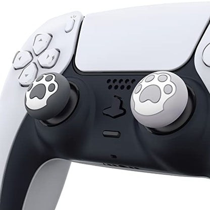 PlayVital Cat Paw Cute Thumb Grip Caps for ps5/4 Controller, Silicone Analog Stick Caps Cover for Xbox Series X/S, Thumbstick Caps for Switch Pro Controller - Gray & Light Gray - color: Cat Paw Gray & Light Gray