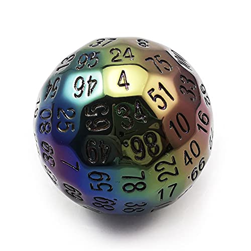 Bescon Metal Plating 100 Sided Dice, Game Dice D100, Polyhedral Solid 100 Sides Dice 45MM in Diameter (1.8inch) - color: Plating D100