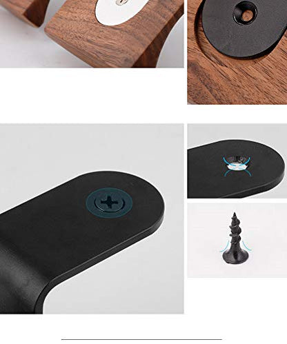 YANGMEI Wall Mount Headphone Hanger Headset Stand Hook Walnut Wood Headphone Holder Rack Hook Desk Tabletop Wall Mount Tape Under-Desk Headphone Hanger Holder for Audio,Studio & Gaming Headphones - color: L shape