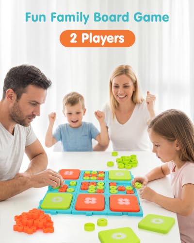 Tic Tac Toe Game for Kids & Adults Ages 6+, 9-in-1 Detachable Board, 2 Game Modes, 15-Min Games, Portable Travel Family Board Game with Storage Bag, XO Strategy Gift for Boys Girls BPA-Free
