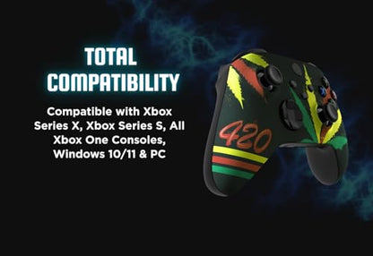 Stealth Controllers Wireless Controller for Xbox Series S, Xbox Series X, Xbox One - Soft Touch Feel - Custom Series S/X Controller (Leaves 420) - color: Leaves 420