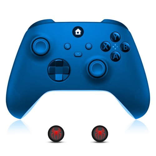 Moonag Wireless Controller for Xbox, Compatible with Xbox Series X/S/One/PC, With 2 Silicone Thumb Grips, Hall Effect Joysticks, 2.4GHz Wireless Adapter Gamepad with RGB Light, Dual Vibration, TURBO - color: Blue