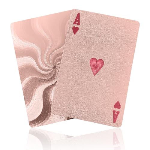Unique Interomix Waterproof Playing Cards - Premium Pack of Cool Plastic Playing Cards Professional Deck Fancy Themed Cute Vintage Play Card Pool Bar Games Gifts Cartas de Poker Shiny Pink - color: Pink