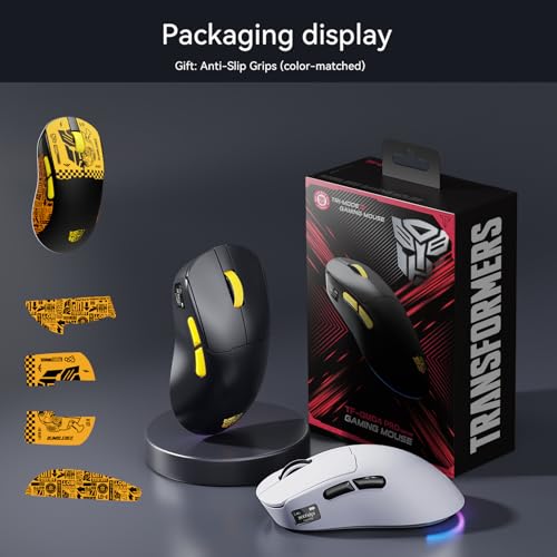 Transformers Gaming Mouse GM04 Pro, Wireless Gaming Mouse Tri-Mode Bluetooth/2.4G/Wired, 53g Ultra-Light, 24,000 DPI PAW3311 Sensor, RGB, 1000Hz, Rechargeable PC Gaming Mouse (Black) - color: Black