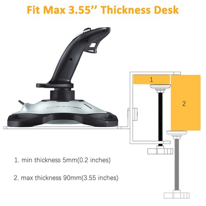 HTLAKIKJ Flight Sim Desk Mount for Logitech 3D Pro Joystick | Compatible with Logitech G Extreme 3D PRO Joystick Adjustable Fit Different Thickness Desk Enduring C-Clamp Metal Holder
