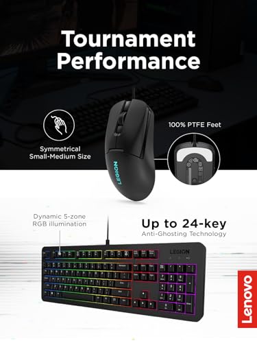 Lenovo Legion KM310 RGB Wired Gaming Keyboard & Mouse Combo - K310 Keyboard w/Silent Operation & Compact Water-Resistant Design - M300S Mouse with 8000 Adjustable DPI, 220 IPS, 6 Programmable Buttons - style: K310 Combo