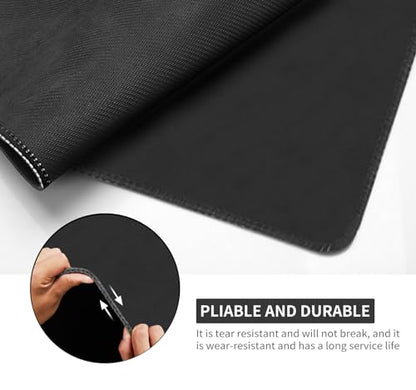 Playmat - Poker, Mahjong & Card Games - Water & Stain Resistant Desk Mat - Non-Slip, Thick Stitched Edge, Rubber (200 * 100cm, 2mm) Black - color: Black, size: 200 x 100 x 0.2 cm