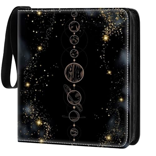Card Binder 900 Pockets, 50 Sleeves Large Binder Trading Cards Holder 9 Pocket, Storage Organizer, Album Folder Case Protector Collector Gift Aligned Black Planets - color: Aligned Black Planets, size: 9 Pocket