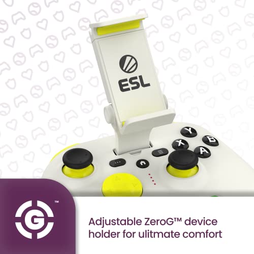 ESL Gaming Controller for iOS iPhone – Wired Gamepad with Triggers, Power Pass Through Charging, D-Pad & Headphone Socket - Handheld Game Console Accessory with ZeroG Mobile Device Holder