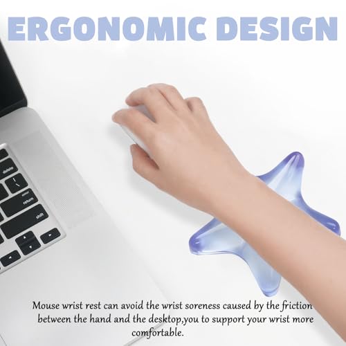 Gel Wrist Rest for Keyboard and Mouse Transparent Blue Sea Star Elbow Pad Cushion Ergonomic Cute Clear Cool Mouse Wrist Pad Silicone Non-Slip Support for Computer Gaming Office Hand Pillow Ocean Beach - color: Star Blue