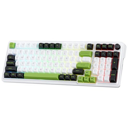 Redragon K686 PRO 98 Keys Wireless Gasket RGB Gaming Keyboard, 3-Mode PBT Mechanical Keyboard w/Hot-Swap Socket, Dedicated Knob Control & 5-Layer Noise Dampening, Custom Linear Switch - color: GreenFlash Genji, size: 98 Keys