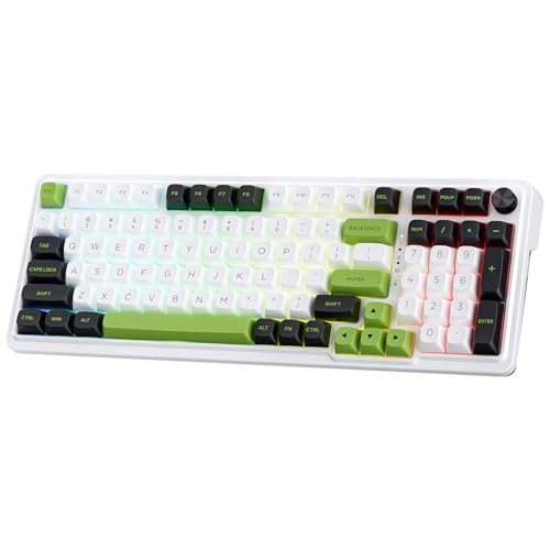 Redragon K686 PRO Wireless RGB Gasket Gaming Mechanical Keyboard, Easy Knob | Multi-Function Control Wheel, 0-Delay Tri-Mode, Cushioned 5-Layer Noise Dampening for Creamy Thocky Sound, Practical 98 Keys - color: GreenFlash Genji, size: 98 Keys