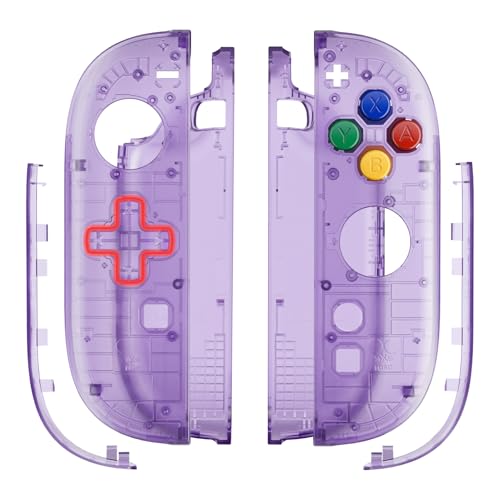 eXtremeRate Replacement Shell (D-Pad Version) with Buttons for Joycon 2, Housing Faceplate Case + Decorative Strips + ABXY Dpad for Nintendo Switch 2 Controller - Essence Version - Clear Atomic Purple - color: Clear Atomic Purple