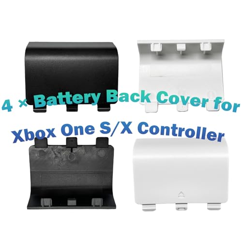 Alovexiong 4 Pack Series S/X Replacement Battery Back Cover for Xbox Series S/X Controller,Series S/X Battery Cover Door,Battery Back Shell Covers for Xbox Series S/X Controller (Black/White) - color: Black&White