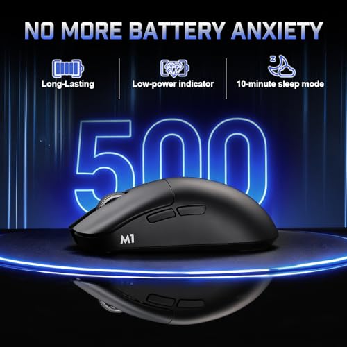 YUNZII M1 PAW3311 Sensor Wireless Gaming Mouse (Black) | 7-Level DPI Adjustment Up to 10000 DPI, Stable 1000Hz polling rate, 60g Lightweight Design, Easy Software for Win & Mac - color: Black