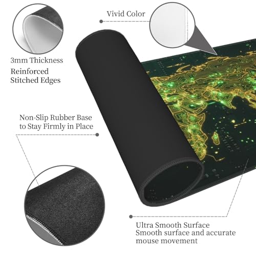 Extended Gaming Mouse Pad, Large Mouse Mat, XL Desk Pad for Keyboard and Mouse, Non-Slip Rubber Base & Stitched Edges for Gamer Office 31.5x11.8 in - color: 2