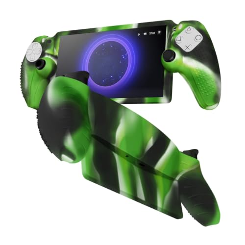 TNP Camouflage Green Silicone Case Cover Compatible with PlayStation Portal | Protective soft-grip shell for steadier handheld play; 1 flexible cover only, console and thumb grips not included - color: Camouflage Green