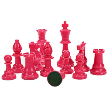 WE Games Color Bright Plastic Staunton Tournament Chess Pieces with 3.75 in. King - Half Chess Set of Chess Pieces Only, Pink - color: Pink