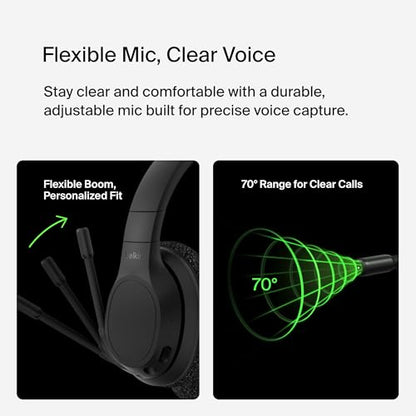 Belkin SoundForm Adapt Wireless Headset, Boom Mic, 45H Battery | Over-ear headphones, foldable design, USB-C and 3.5mm wired option, work calls, gaming, travel, office