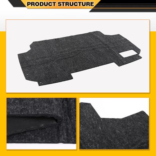 CNNELL Hood Insulation Pad with Clips Compatible with Ford F150 Bronco F250 F350 1987-1991 - style: 1987-1991 Ford F150