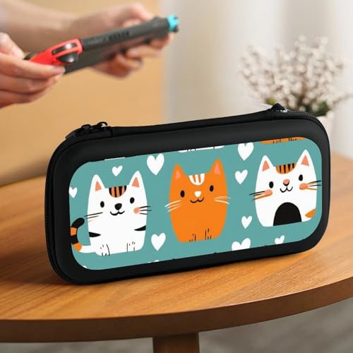 Hard Shell Travel Case Compatible with Switch, Portable Protective Carrying Bag with 15 Game Cartridges, Cats Lovers Games Accessories - color: Color(83)