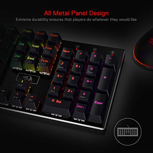 Redragon K556 RGB LED Backlit Wired Mechanical Gaming Keyboard, 104 Keys Hot-Swap Mechanical Keyboard w/Aluminum Base, Upgraded Socket and Noise Absorbing Foams, Quiet Linear Red Switch - color: Black, size: Red Switch