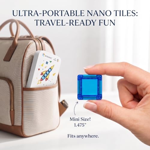Mini Magnetic Tiles Travel Set – Airplane, Travel Activities for Toddlers & Kids Ages 4-8 - Car, Road Trip, Plane Toys & Essentials, STEM Building Blocks with Tin Case - 28 Pieces
