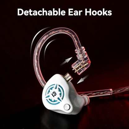 2026 Latest erabuds,KBEAR BK1 Wired Gaming Earbuds,10mm Single DD in Ear Monitor,HiFi Headset Wired Earbuds IEM Earphones with Detachable Cable for Gaming/Music/Video (White, 3.5 with mic) - color: D