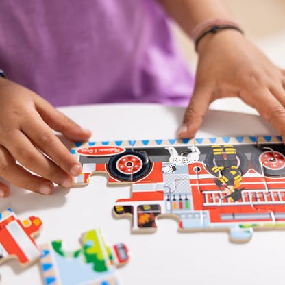 Melissa & Doug 4‑in‑1 Wooden Vehicle Jigsaw Puzzle Set, 48 Pieces with Storage Box, Toddler Puzzle Toy for Kids Ages 3+- FSC Certified - style: Vehicles