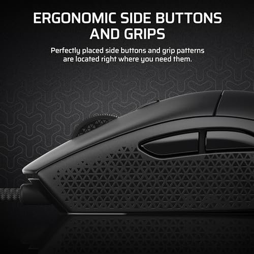 Corsair M55 Wired Lightweight FPS Gaming Mouse – 16,000 DPI – Six Programmable Buttons – Textured Side Grips – Black - color: Black, style: Wired
