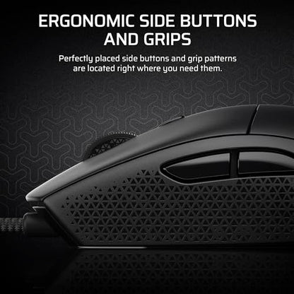 Corsair M55 Wired Lightweight FPS Gaming Mouse – 16,000 DPI – Six Programmable Buttons – Textured Side Grips – Black - color: Black, style: Wired