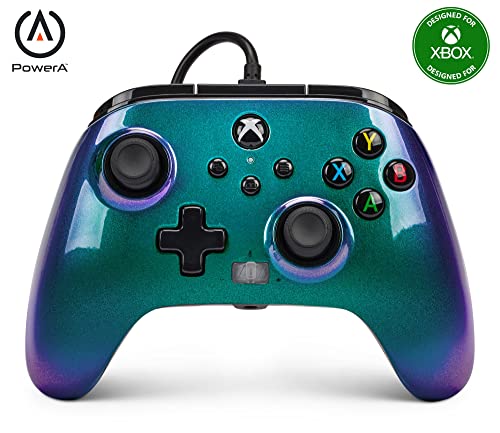 PowerA Enhanced Wired Controller for Xbox Series X|S - Aurora Borealis, gamepad, wired video game controller, gaming controller, Xbox Series X|S, Officially Licensed for Xbox (Amazon Exclusive) - color: Aurora Borealis