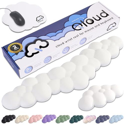 Cloud Keyboard Wrist Rest – Create-ables Qloud Cloud Wrist Rest for Computer Keyboard and Mouse, Ergonomic Memory Foam Wrist Pad with Non-Slip Base, Includes Cloud Mouse Pad – White - color: 01 Cloud White