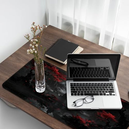 Gaming Mouse Pad with Anti-Slip Rubber Base, Extended Large Computer Mouse Mat with Stitched Edges, Long XL Anime Mousepad for Laptop and Keyboard, 31.5 x 11.8 inch (Dark Full Moon) - color: Dark Full Moon