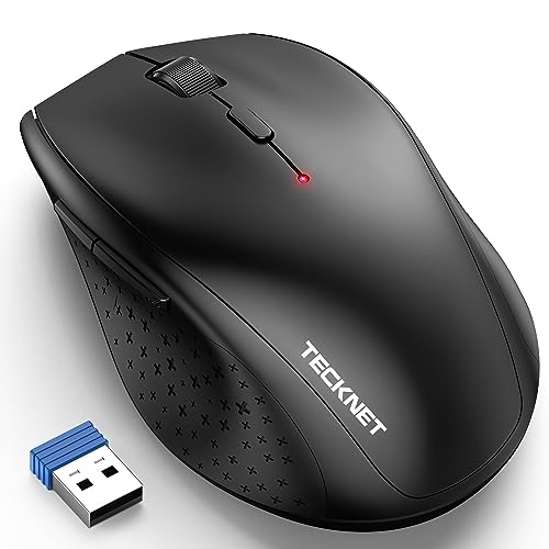 TECKNET 2.4G Wireless Mouse, 4800 DPI Ergonomic Computer Mouse, USB, Black | Mouse for Laptop with USB Receiver, 6 Adjustable DPI, Quiet Click, 30-Month Battery, 6 Button, Portable for PC Chromebook Mac - color: Carbon Black