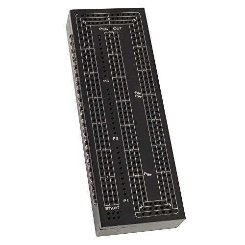 WE Games 3 Player Wood Cribbage Set - Easy Grip Pegs and 2 Decks of Cards Inside of Board - Black Stained - color: Black Stain