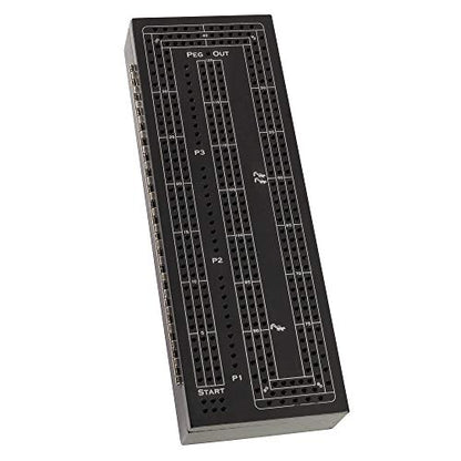 WE Games 3 Player Wood Cribbage Set - Easy Grip Pegs and 2 Decks of Cards Inside of Board - Black Stained - color: Black Stain