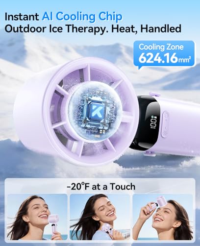 KIMMOO Handheld Portable Turbo Fan with Ice Cooler, Powerful 21000 RPM, Speed (1-199), Up to 14Hrs Cooling, Rechargeable Personal Fan, Small Pocket Hand Fans for Travel/Outdoor/Home/Office (Purple) - color: Purple