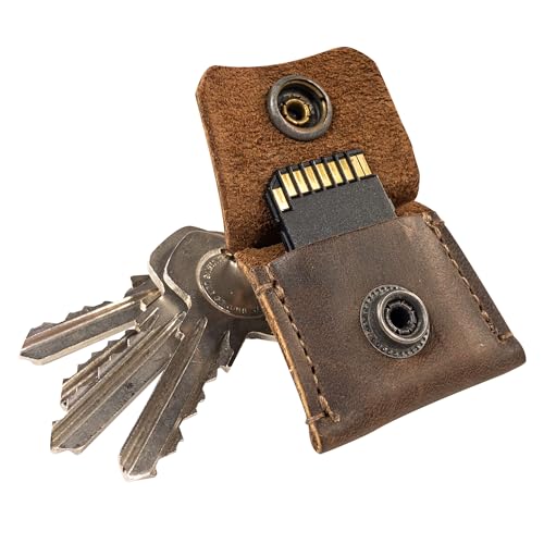 Hide & Drink Rustic Leather Switch Cartridge Game Keychain/SD Card/Guitar Pick Holder Handmade (Bourbon Brown) - color: Bourbon Brown