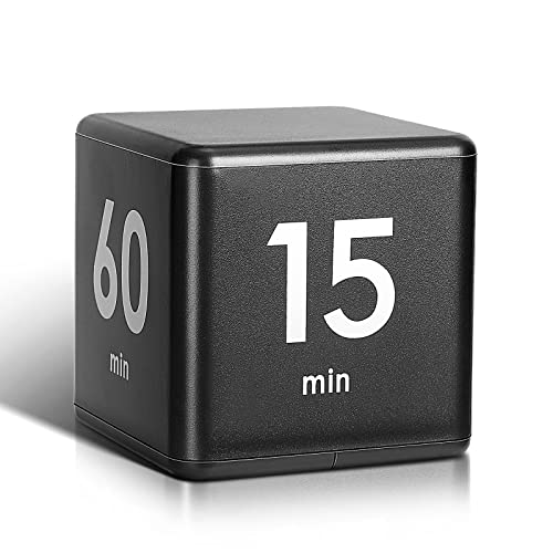 Weewooday Cube Timer, Gravity Sensor Flip Timer for ADHD Productivity, Classroom Kitchen Study Workout Cooking Desk Timers for Time Management, 15 20 30 60 Minutes Countdown Tool(Black) - color: Black