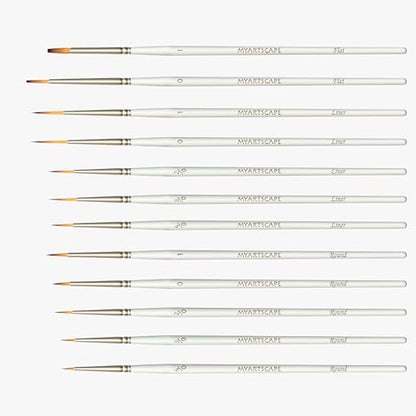 Miniature Paint Brushes - 12 Detail Brushes with Holder | Fine tip paint brushes for acrylic watercolor gouache oil miniatures paint by number nail art and detailing
