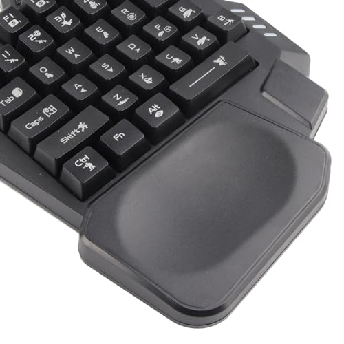 One Handed Gaming Keyboard, RGB Backlit 35 Keys Portable Mini Gaming Keypad Wide Palm Rest Wired USB Single Handed Keyboard for Computer Mobile Games
