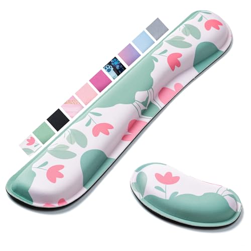 Hoewina Keyboard Wrist Rest,Ergonomic Wrist Rest,Superfine Fabric and Gel Memory Foam Wrist Pad for Computer Keyboard for Easy Typing & Pain Relief, Suitable for Office, Family, Outdoor, Flowers Style - color: Flowers and Plants Style